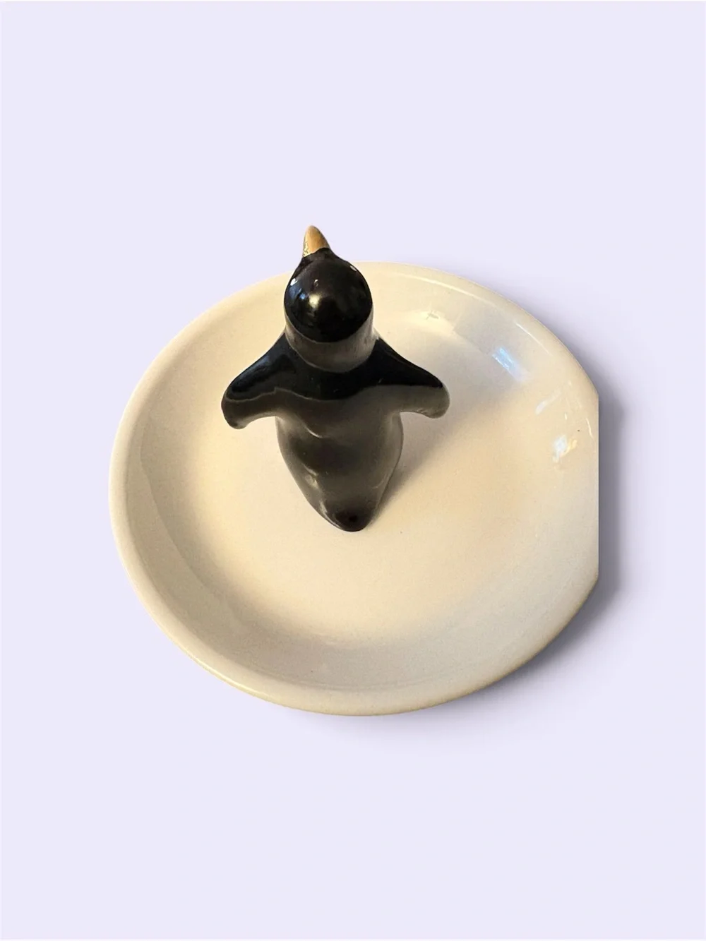 🦖 5 for $20 Kohls Ceramic Penguin Jewelry Dish Trinket Tray Gold Accents
